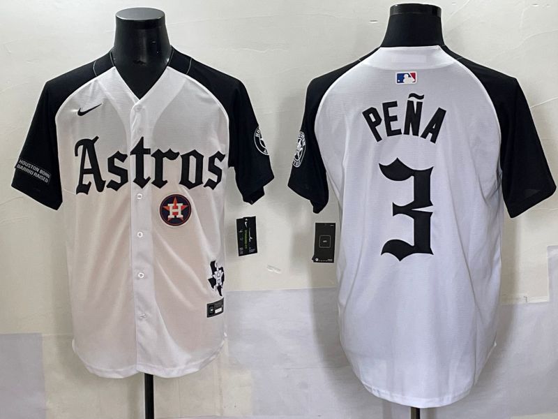 Men 2025 Houston Astros #3 Pena white black Five generations Joint Name Nike MLB Jersey style 13